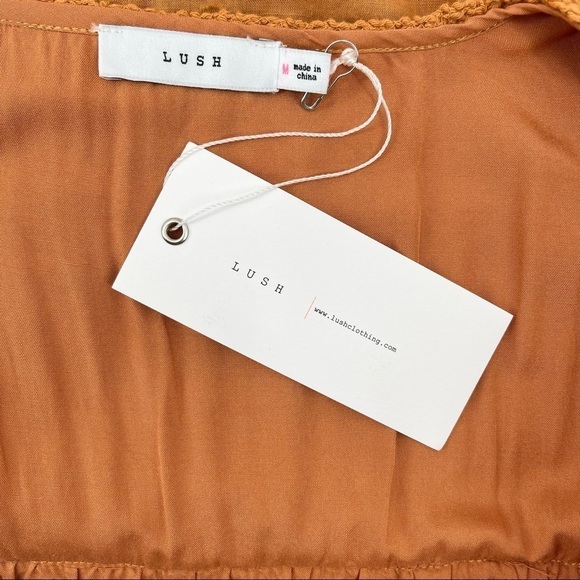 NWT Lush Crochet Cotton Dotted Tiered Midi Boho Dress - Picture 9 of 11